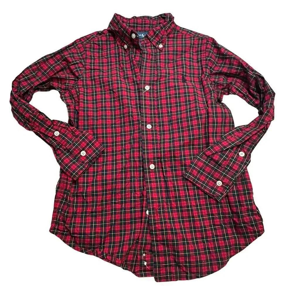Ralph Lauren Red and Green Plaid Button Down Shirt sz 6 Oxford Shirt
